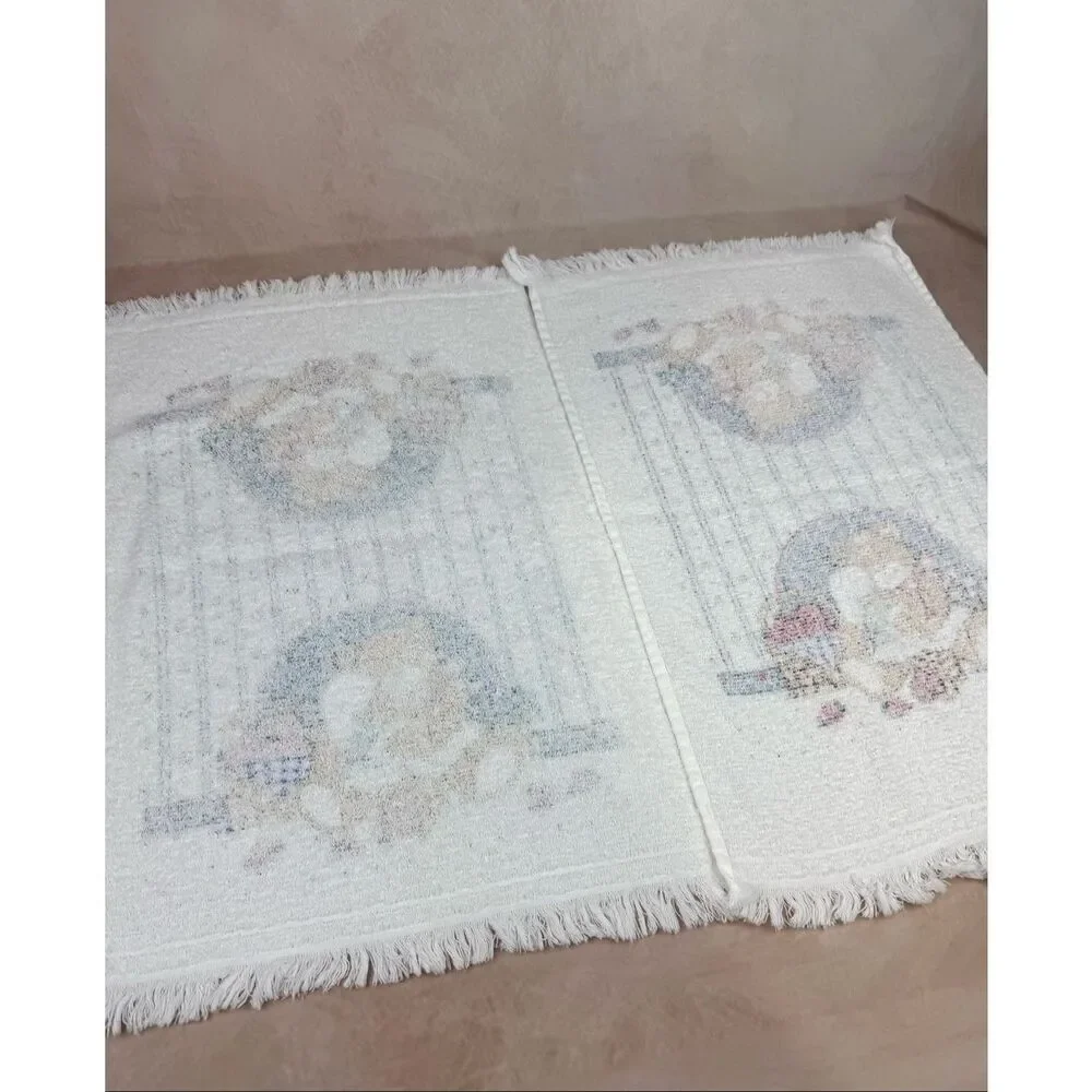 Vintage Bear Goose Hand Towels Set of 2 Cottagecore Hearts